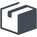 Black icon of a box on a white background